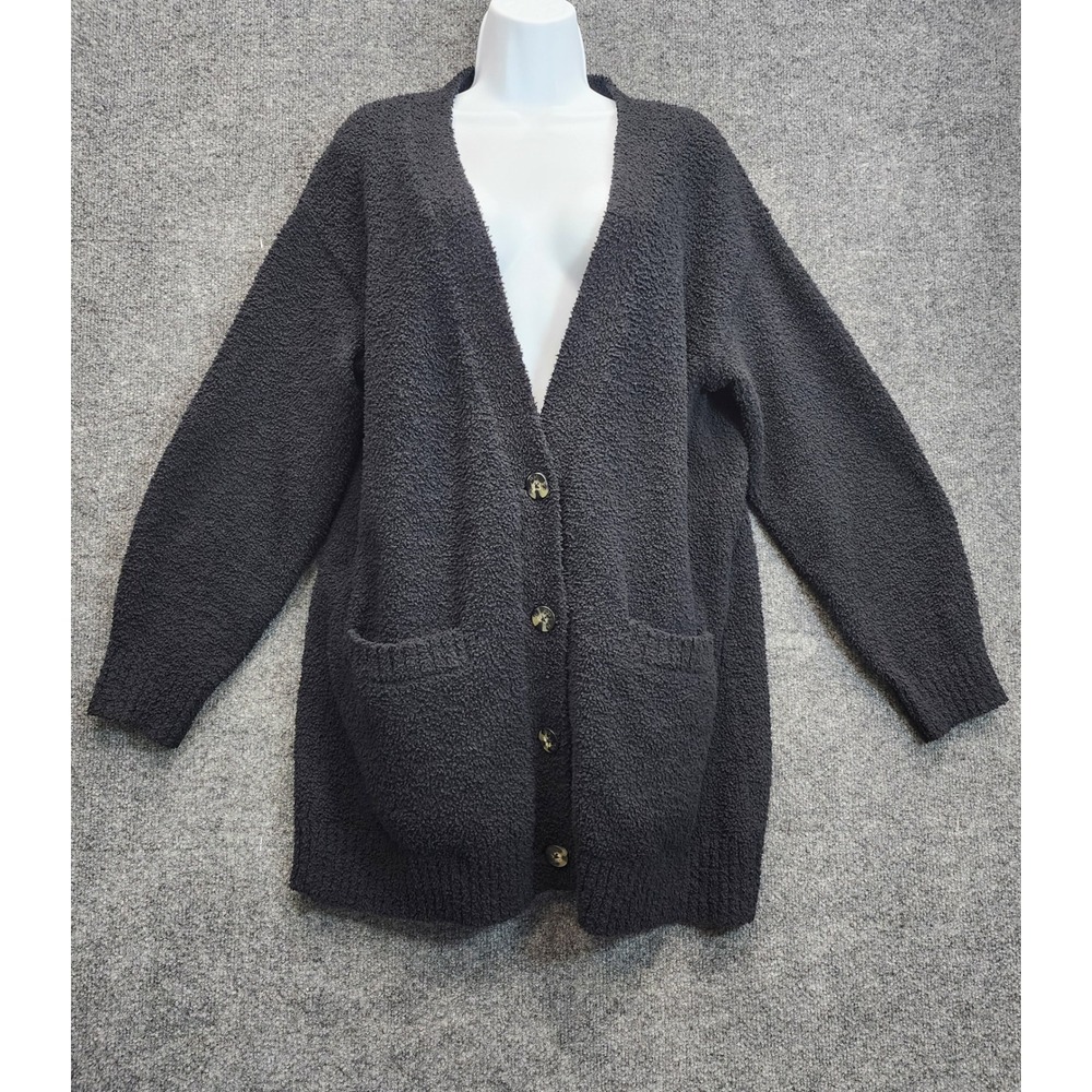 UGG Joselyn Women's Cozy Fluffy Sherpa Cardigan Sweater Black Lounge Medium